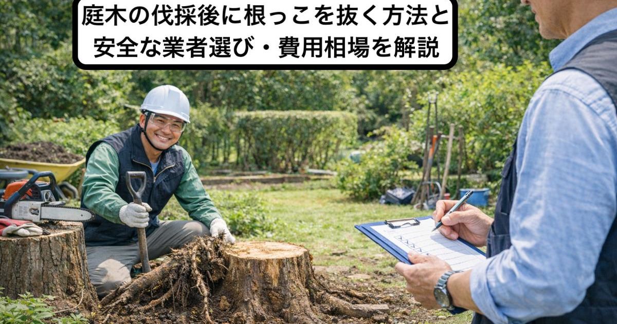 庭木の伐採後に根っこを抜く方法と安全な業者選び・費用相場を解説